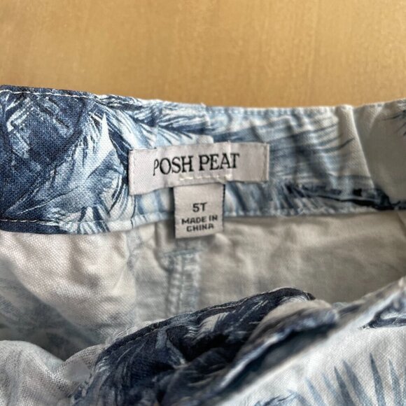 Posh Peanut Boy's Kid's Russell Blue Palm Trees Shorts - Size 5T - Picture 7 of 9